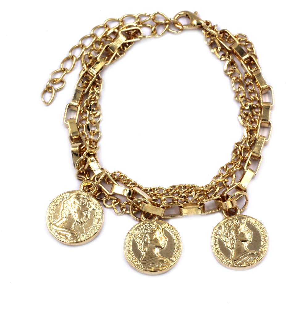 Gold fashion coin bracelet